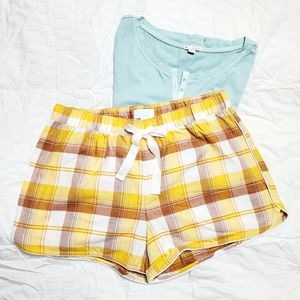 NWT  Flannel Pagama Shorts Yellow Plaid /Medium